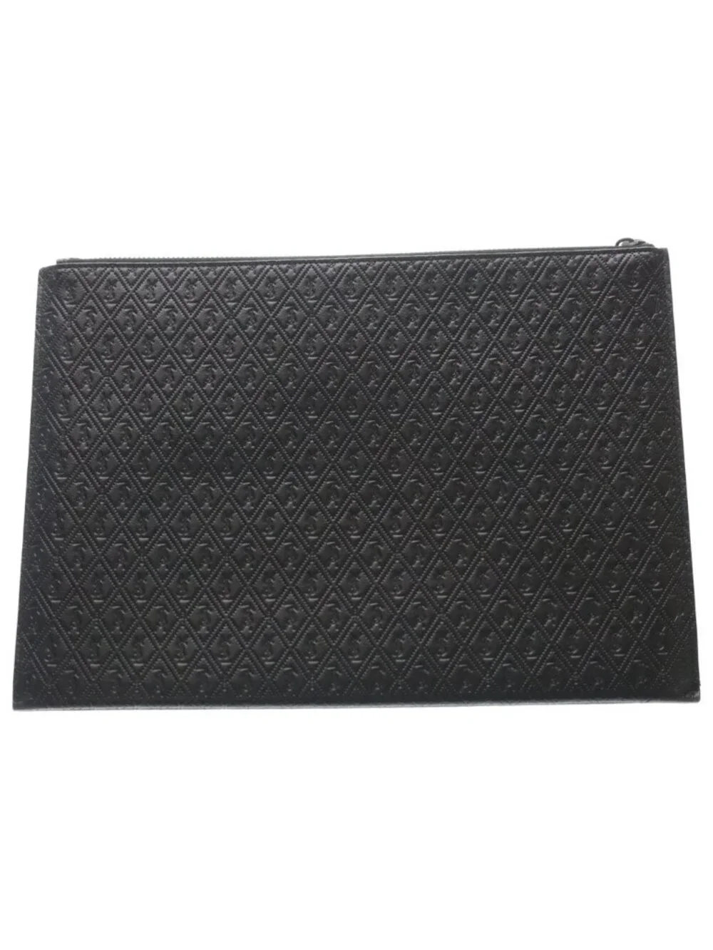 Saint Laurent Paris YSL Monogram Clutch Black Leather Silver